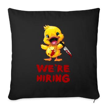 Duck with Knife - We Hire a Funny, Creepy - Sofa pillowcase 17,3'' x 17,3'' (45 x 45 cm) - black - Front