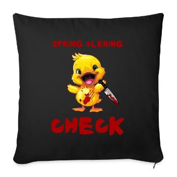 Duck with Knife - Spring Cleaning Done Funny - Sofa pillowcase 17,3'' x 17,3'' (45 x 45 cm) - black - Front
