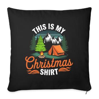 Camping Noël Tenue de Noël en plein air - Housse de coussin décorative 45 x 45 cm - noir - Devant