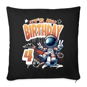 Graffiti astronaute 4ème anniversaire - Housse de coussin décorative 45 x 45 cm - noir - Devant