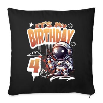Graffiti astronaute 4ème anniversaire - Housse de coussin décorative 45 x 45 cm - noir - Devant