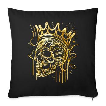 Crâne Crâne Doré Avec Couronne Abstrait - Housse de coussin décorative 45 x 45 cm - noir - Devant