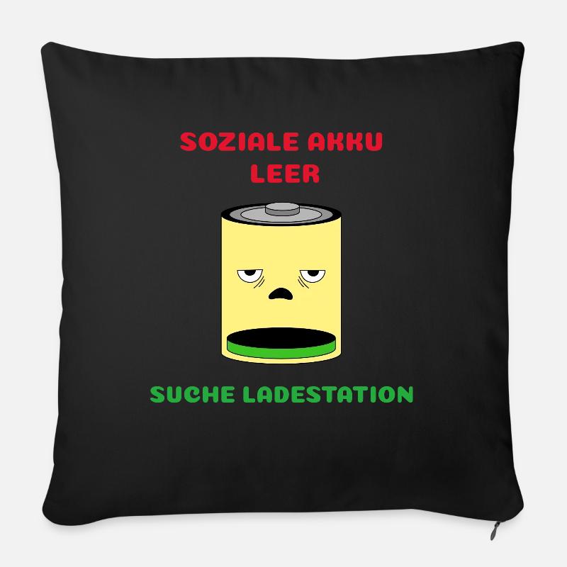 Soziale Akku Leer, Suche Ladestation - Sofakissenbezug 45 x 45 cm - Schwarz