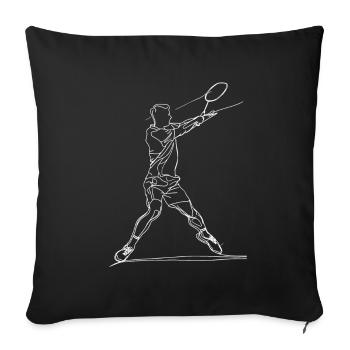 Badminton Boy Line Art - Sofa pillowcase 17,3'' x 17,3'' (45 x 45 cm) - black - Front