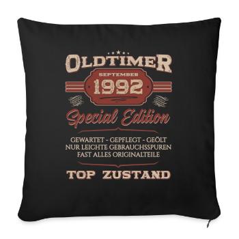 32. Geburtstag Oldtimer September 1992 Jahrgang 92 - Sofakissenbezug 45 x 45 cm - Schwarz - Vorne