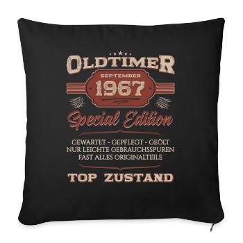 57. Geburtstag Oldtimer September 1967 Jahrgang 67 - Sofakissenbezug 45 x 45 cm - Schwarz - Vorne