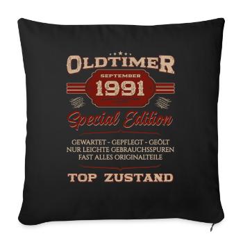33. Geburtstag Oldtimer September 1991 Jahrgang 91 - Sofakissenbezug 45 x 45 cm - Schwarz - Vorne