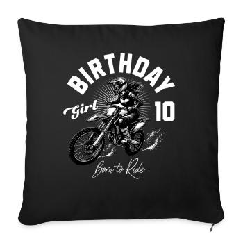Motocross Anniversaire Fille 10ème Anniversaire Femmes - Housse de coussin décorative 45 x 45 cm - noir - Devant