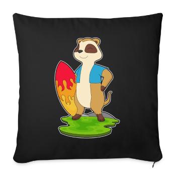 Été de surf sur planche de surf sur suricate - Housse de coussin décorative 45 x 45 cm - noir - Devant