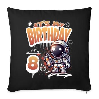 Graffiti Astronaut 8th Birthday - Sofa pillowcase 17,3'' x 17,3'' (45 x 45 cm) - black - Front
