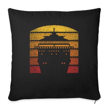 Kreuzfahrt Sonnenuntergang Retro Grafik - Sofakissenbezug 45 x 45 cm - Schwarz - Vorne