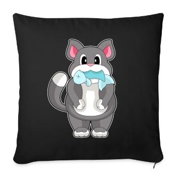 Cat Fish - Sofa pillowcase 17,3'' x 17,3'' (45 x 45 cm) - black - Front