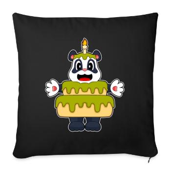 Gâteau d’anniversaire de panda - Housse de coussin décorative 45 x 45 cm - noir - Devant
