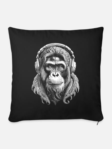 Musikliebhaber T-Shirt mit Orang-Utan Motiv - Sofakissenbezug 45 x 45 cm - Schwarz