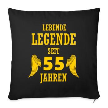 Légende vivante 55 ans 55e anniversaire - Housse de coussin décorative 45 x 45 cm - noir - Devant