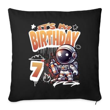 Graffiti Astronaut 7th Birthday - Sofa pillowcase 17,3'' x 17,3'' (45 x 45 cm) - black - Front