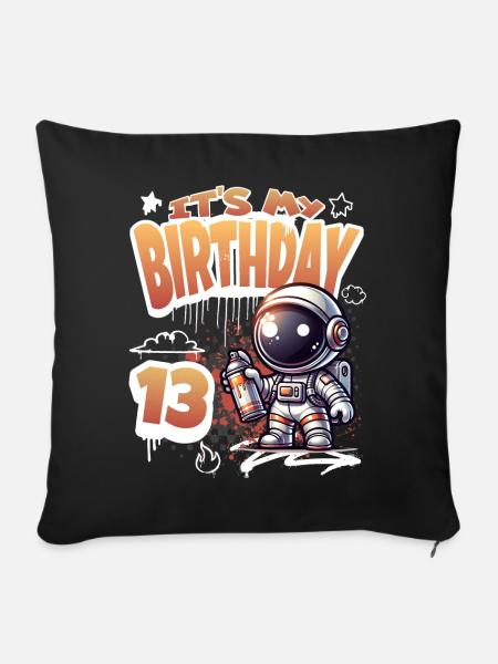 Graffiti Astronaut 13. Geburtstag - Sofakissenbezug 45 x 45 cm - Schwarz