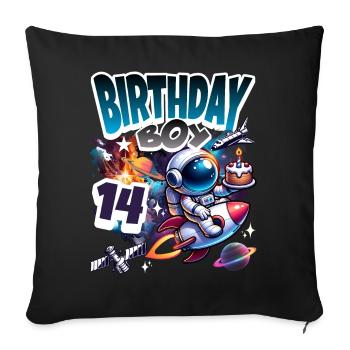 Astronaut 14th Birthday Space - Sofa pillowcase 17,3'' x 17,3'' (45 x 45 cm) - black - Front