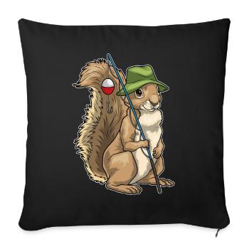 Pêche à la canne à pêche Squirrel Angler - Housse de coussin décorative 45 x 45 cm - noir - Devant