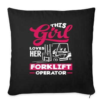 This Girl Loves Her Forklift Driver - Sofa pillowcase 17,3'' x 17,3'' (45 x 45 cm) - black - Front