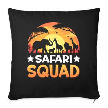 Safari Squad Animaux Coucher de soleil Zoo Faune - Housse de coussin décorative 45 x 45 cm - noir - Devant