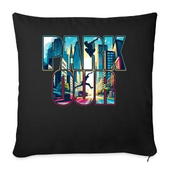 Parkour Lover Freerunning Athlete City Skyline - Sofa pillowcase 17,3'' x 17,3'' (45 x 45 cm) - black - Front