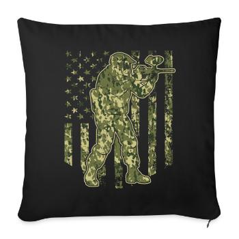 Camo Drapeau Américain Amateur de Paintball - Housse de coussin décorative 45 x 45 cm - noir - Devant