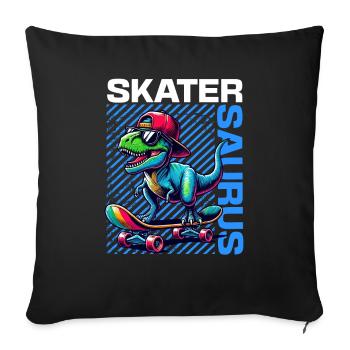 Skater Saurus Cool T-Rex Dinosaur Skateboarder - Sofa pillowcase 17,3'' x 17,3'' (45 x 45 cm) - black - Front