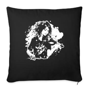 Weibliche Violinistin - Sofakissenbezug 45 x 45 cm - Schwarz - Vorne