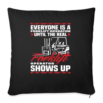 Un vrai conducteur de chariot élévateur dit drôle - Housse de coussin décorative 45 x 45 cm - noir - Devant