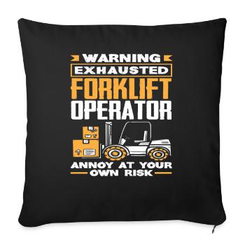 Avertissement conducteur de chariot élévateur épuisé problème sur - Housse de coussin décorative 45 x 45 cm - noir - Devant