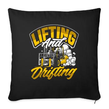 Levage et dérive de chariot élévateur - Housse de coussin décorative 45 x 45 cm - noir - Devant