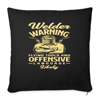 Welders Warning Flying Tools And - Sofa pillowcase 17,3'' x 17,3'' (45 x 45 cm) - black - Front