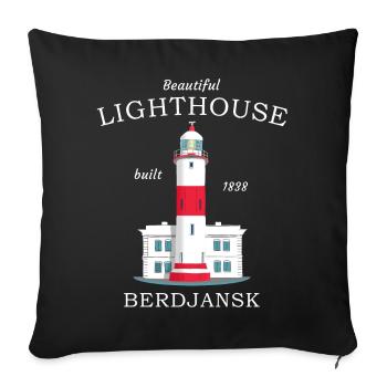 Berdyansk, Mer d’Azov, Phare Ukraine - Housse de coussin décorative 45 x 45 cm - noir - Devant