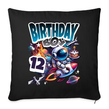 Astronaut 12th Birthday Space - Sofa pillowcase 17,3'' x 17,3'' (45 x 45 cm) - black - Front
