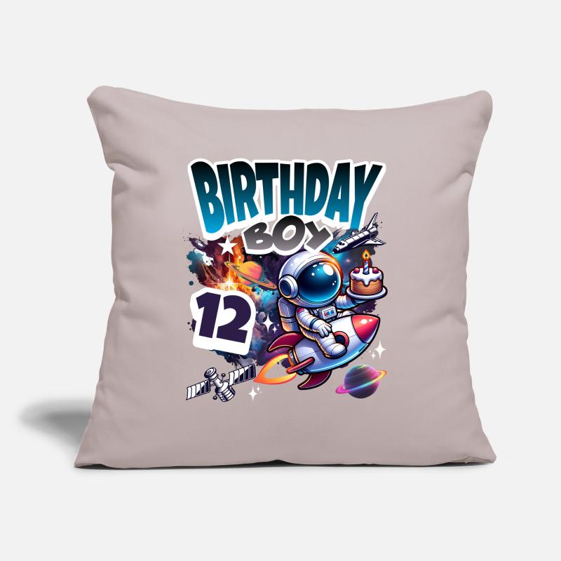 Astronaute 12e anniversaire Espace Housse de coussin décorative 45 x 45 cm
