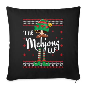 Mahjong Elf Weihnachts-Outfit für Familienfeiern - Sofakissenbezug 45 x 45 cm - Schwarz - Vorne