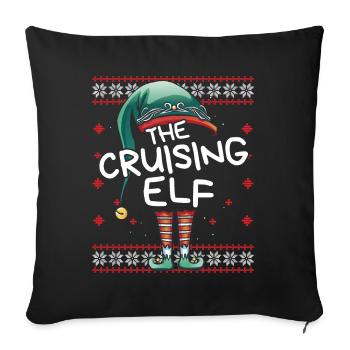 Cruising Elf Funny Christmas Outfit for Family - Sofa pillowcase 17,3'' x 17,3'' (45 x 45 cm) - black - Front