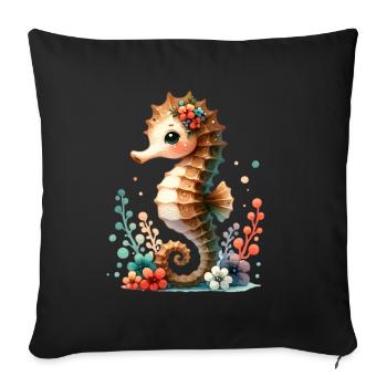 Hippocampe Hippocampe - Housse de coussin décorative 45 x 45 cm - noir - Devant