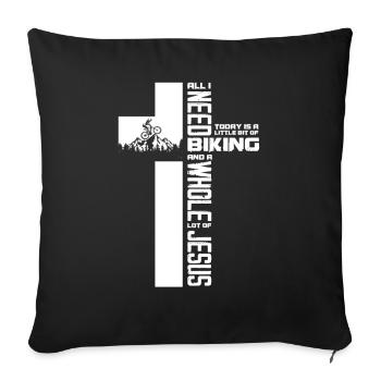 Tout ce dont j’ai besoin, c’est de faire du vélo et de Jésus - Housse de coussin décorative 45 x 45 cm - noir - Devant
