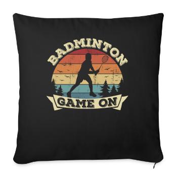 Vintage Badminton Game On Silhouette - Sofa pillowcase 17,3'' x 17,3'' (45 x 45 cm) - black - Front