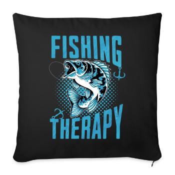 Pêche Thérapie Pêcheur relaxant - Housse de coussin décorative 45 x 45 cm - noir - Devant