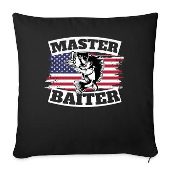 Master Baiter Funny Fishing American Flag - Sofa pillowcase 17,3'' x 17,3'' (45 x 45 cm) - black - Front