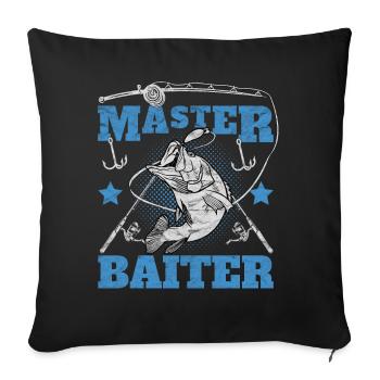 Master Baiter Lustiges Angeln - Sofakissenbezug 45 x 45 cm - Schwarz - Vorne