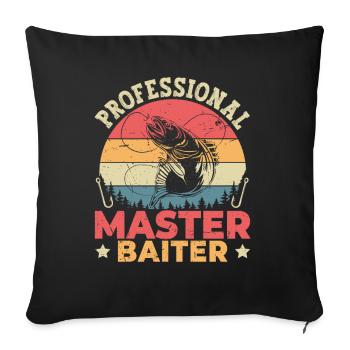 Professioneller Master Baiter Retro Angeln - Sofakissenbezug 45 x 45 cm - Schwarz - Vorne