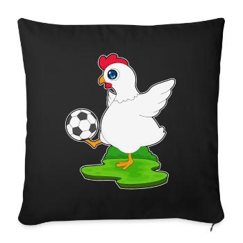 poulet joueur de football - Housse de coussin décorative 45 x 45 cm - noir - Devant