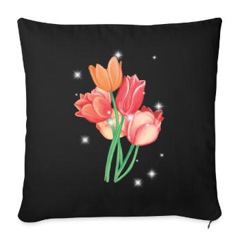 Tulipe Tulipes Fleurs Jardin Jardinier Nature - Housse de coussin décorative 45 x 45 cm - noir - Devant