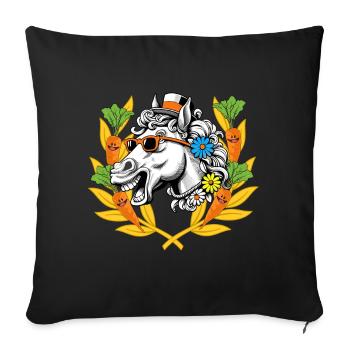 Cheval Cheval tête chevaux gagnant Siegen Laurel Couronne - Housse de coussin décorative 45 x 45 cm - noir - Devant