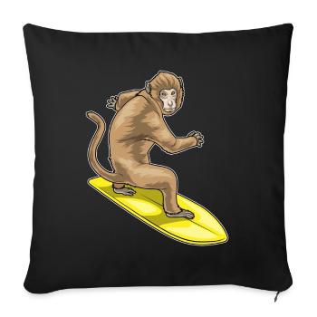 Monkey Surfing Surfboard Summer - Sofa pillowcase 17,3'' x 17,3'' (45 x 45 cm) - black - Front