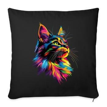 Maine Coon Cat Colorful Rainbow Maine Coon Cats - Sofa pillowcase 17,3'' x 17,3'' (45 x 45 cm) - black - Front